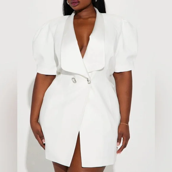 Fashion Nova | Dresses | Fashion Nova White Blazer Dress | Poshmark